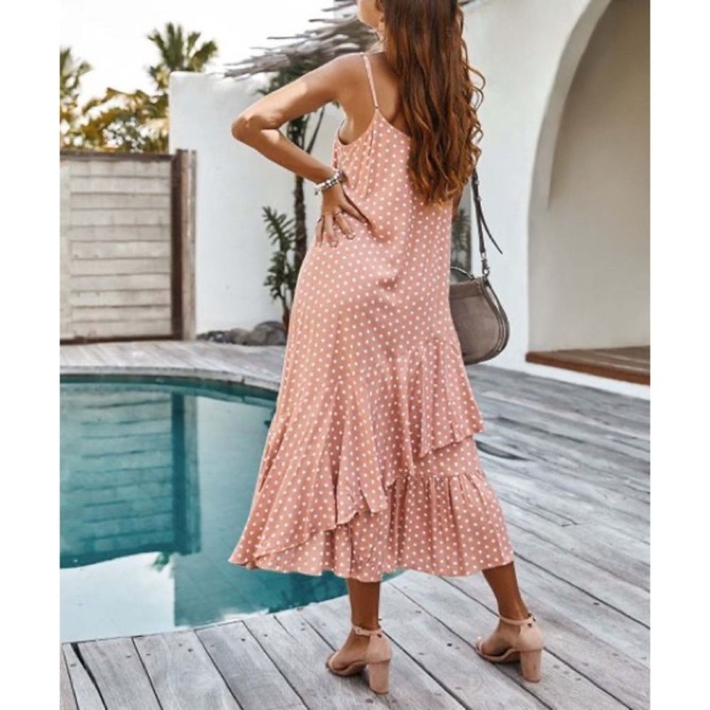 NWT Pink Dot Ruffle-Hem Dress, Sz. M - Picture 5 of 5